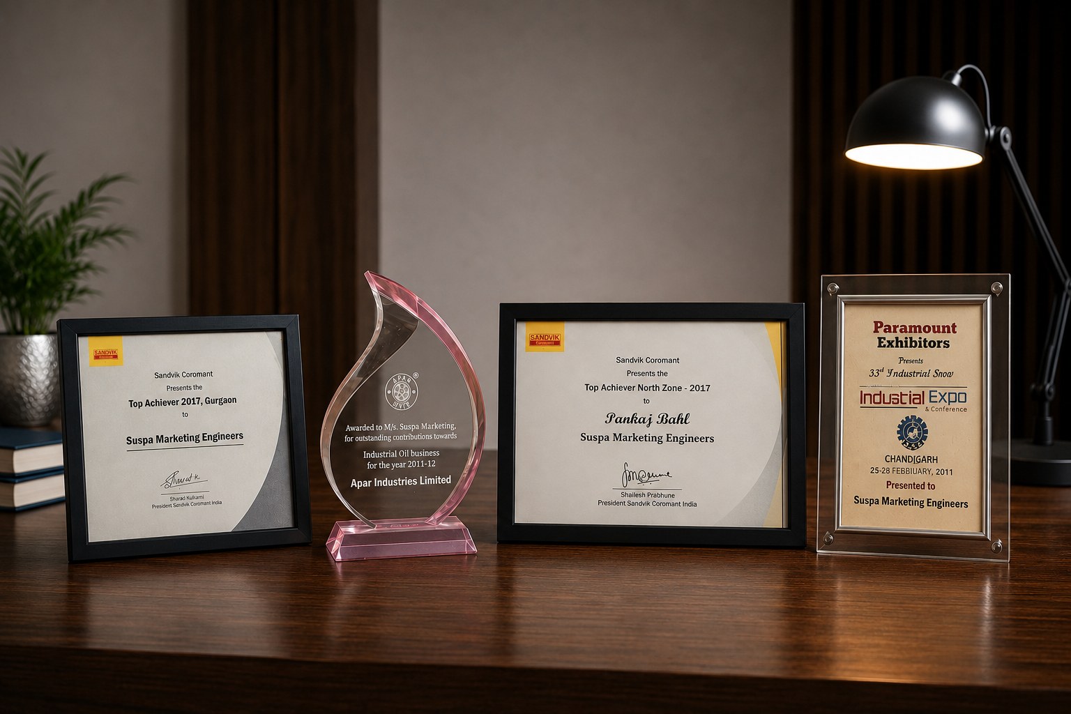 Display of SUSPA Marketing Engineers' award plaques and trophies